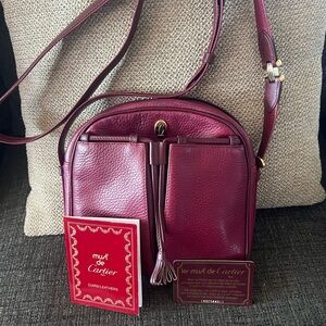 Cartier Burgundy Leather Crossbody Bag